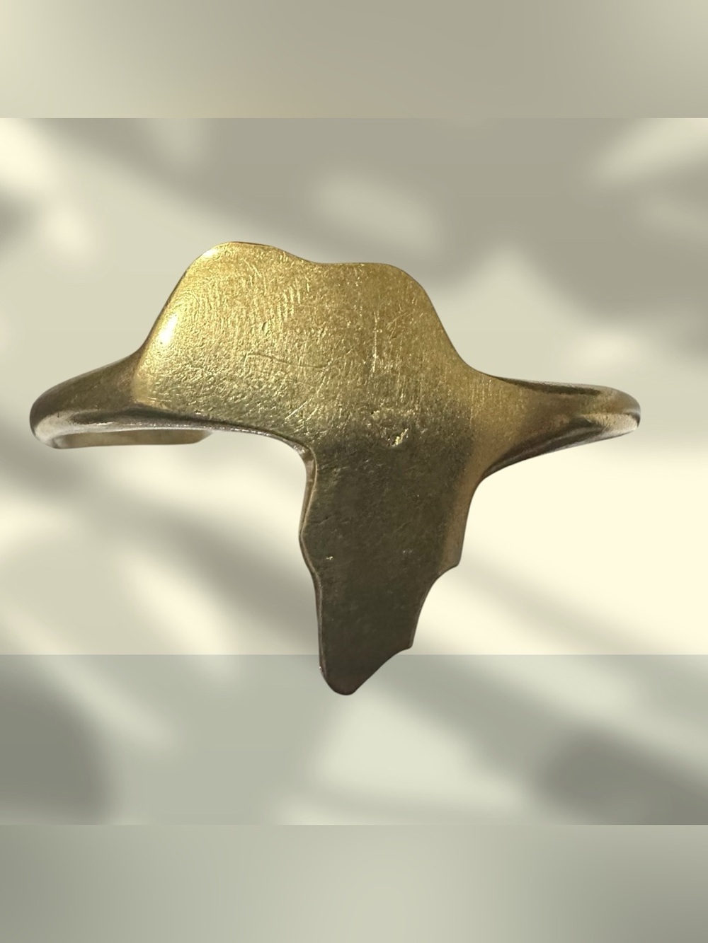 Gold Tone Abstract Shield Cuff Bracelet